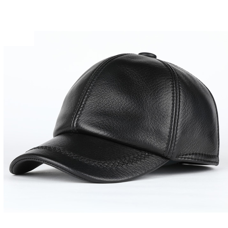 Baseball Cap Structured - 성인용 정품 가죽 모자, 따뜻한 정품