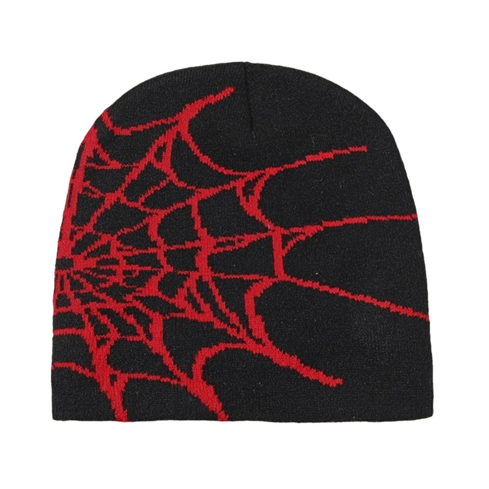 Beanie Cuffed Knit - Y2K 소프트 스파이더 웹 패턴 비니