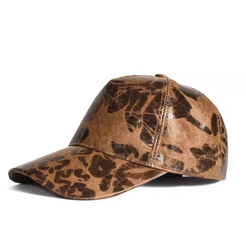 Baseball Cap Structured - 남녀공용 가죽 야구 모자, 가을 트렌디
