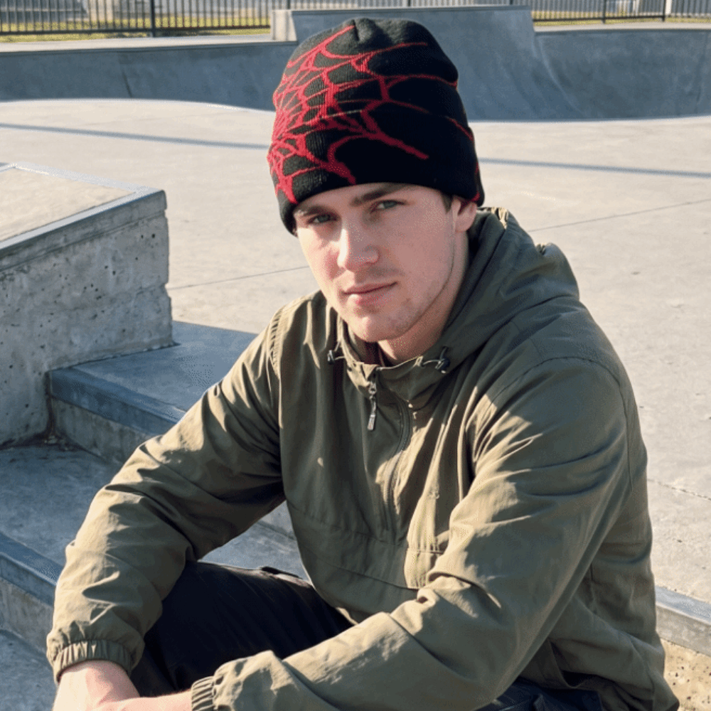 Beanie Cuffed Knit - 힙합 소프트 스파이더 웹 패턴 비니