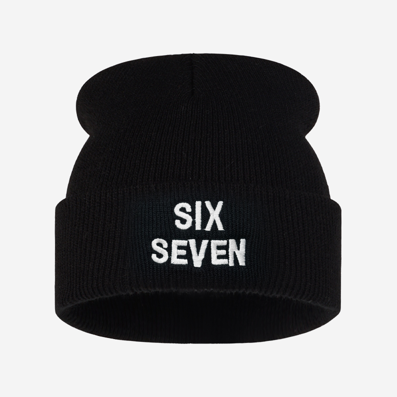 Beanie Cuffed Knit - SIX SEVEN 문자 자수 니트 비니,