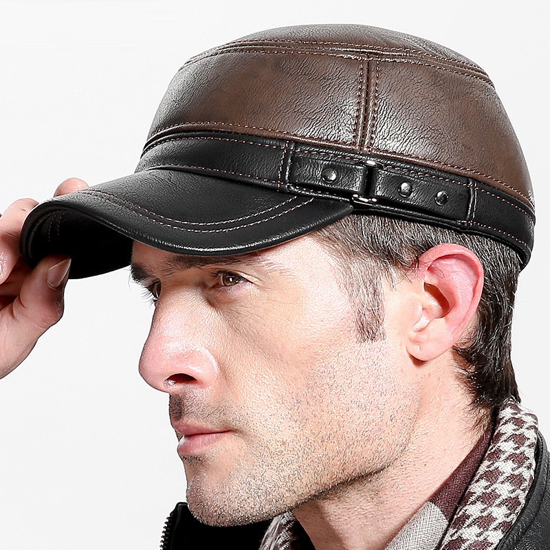 Cowskin 정품 가죽 야구 모자 남자 따뜻한 귀고리 - Baseball Cap Structured 리뷰 및 가격