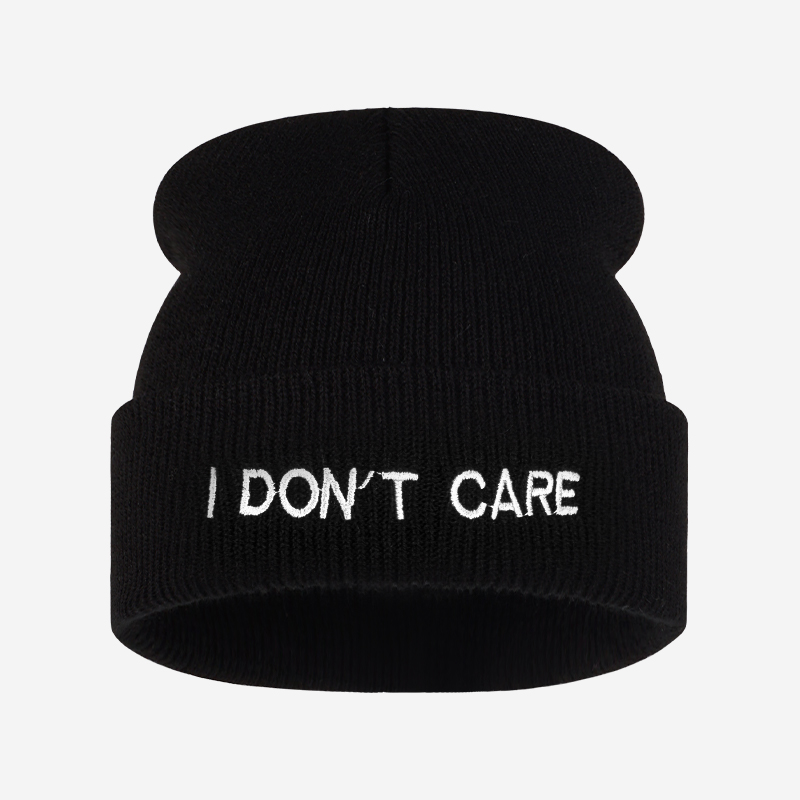 I DON'T CARE 텍스트 니트 커프드 비니, 세련 - Beanie Cuffed Knit 리뷰 및 가격