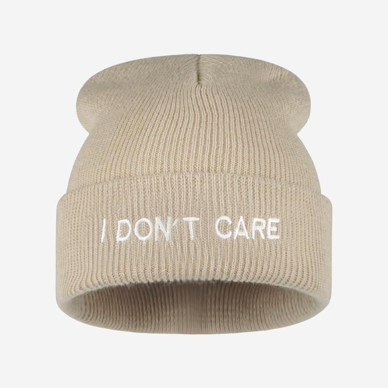 I DON'T CARE 텍스트 니트 커프드 비니, 세련 - Beanie Cuffed Knit 리뷰 및 가격