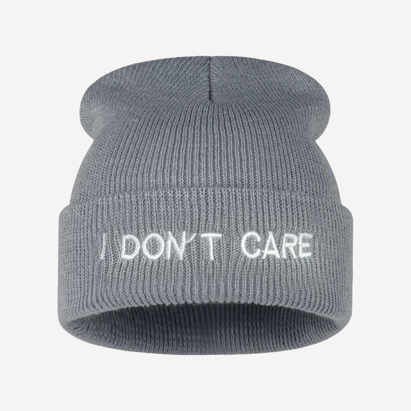 I DON'T CARE 텍스트 니트 커프드 비니, 세련 - Beanie Cuffed Knit 리뷰 및 가격