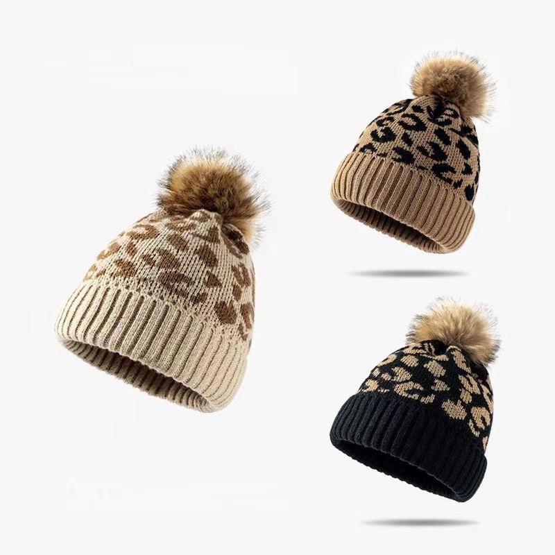 여성용 레오파드 프린트 니트 비니 모자 겨울용 따뜻한  - Beanie Cuffed Knit 리뷰 및 가격