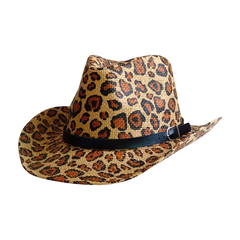 새로운 카우보이 모자 레오파드 프린트 영국식 트릴비 밀 - Cowboy Hat Straw 리뷰 및 가격